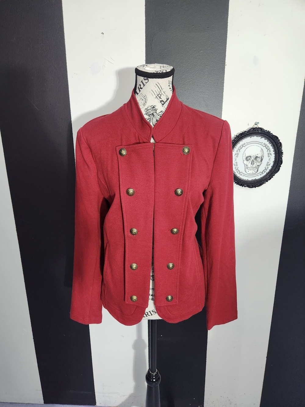 Tommy Hilfiger Red Double-Breasted Military-Inspired Blazer